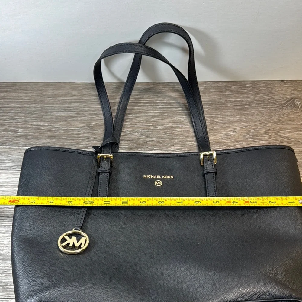 Michael Kors Black Saffiano Leather Tote with Gold Hardware